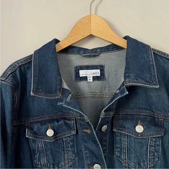 LOFT Cotton Dark Wash Jean Jacket XL - Picture 4 of 10
